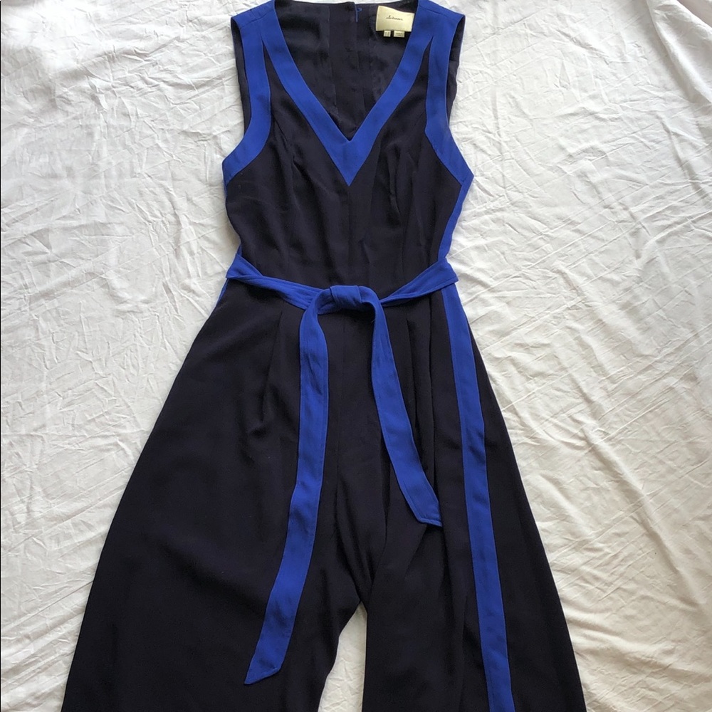 ANTHROPOLOGIE Dark Navy Wide Leg Jumpsuit-Size 10